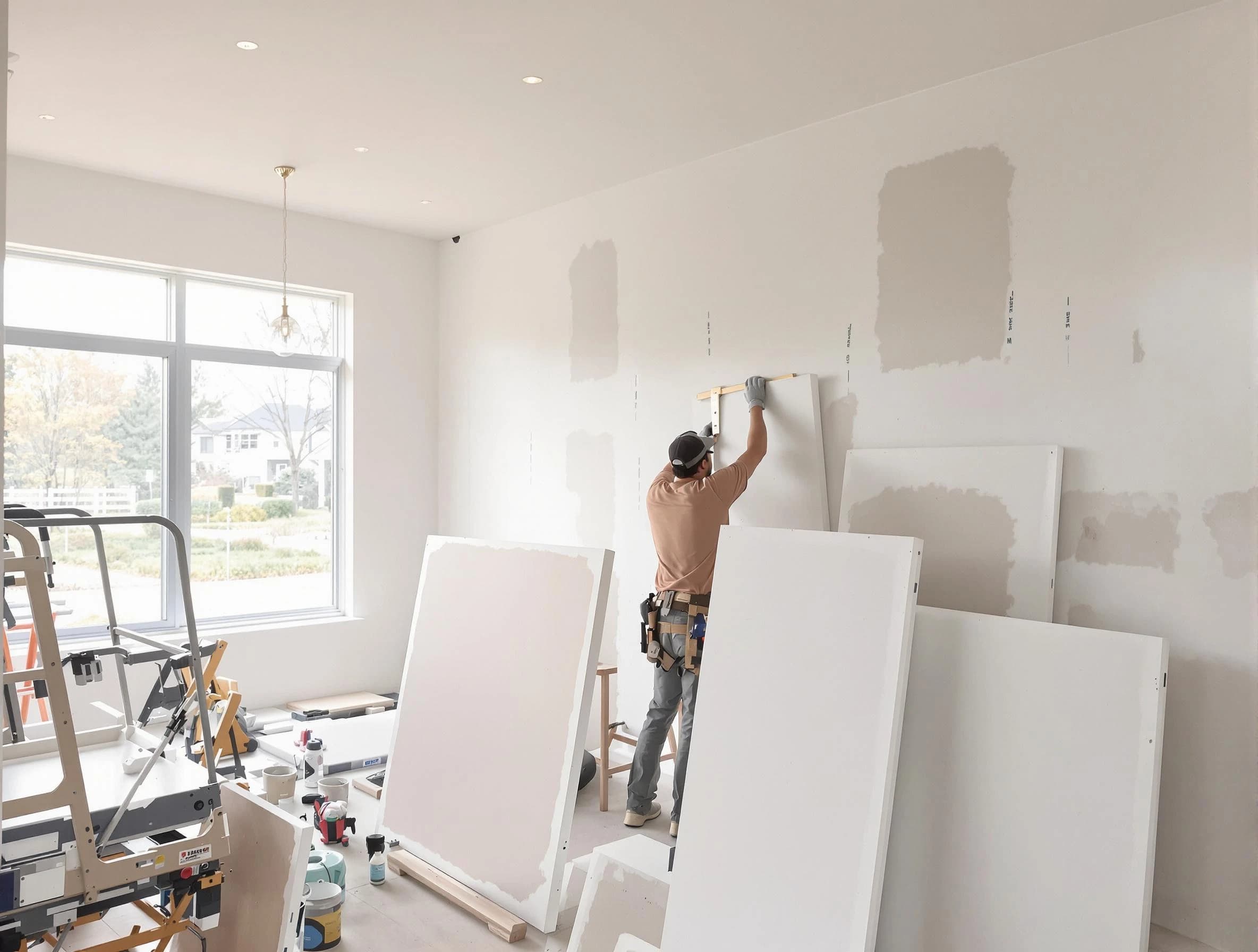 Broadview Heights House Painters precisely hanging drywall sheets in Broadview Heights, OH