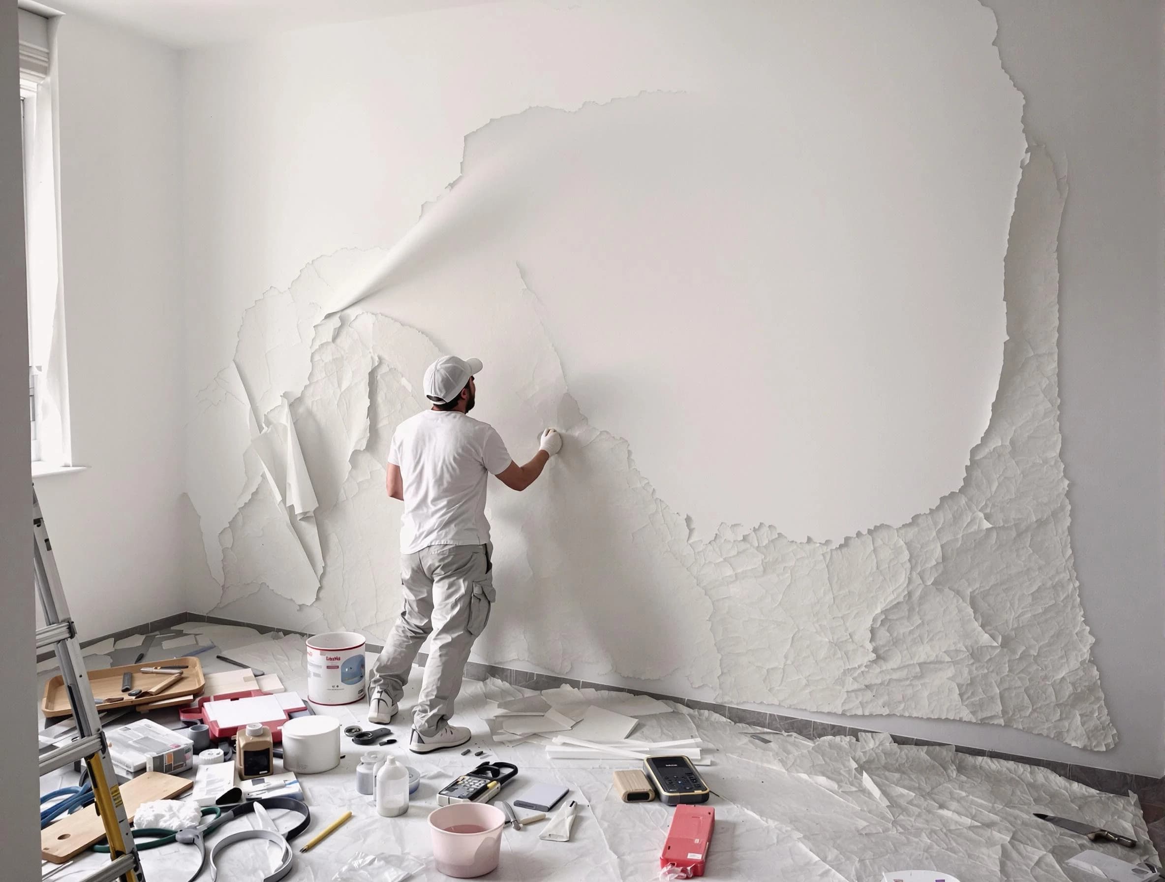 Removing old wallpaper to reveal clean walls by Broadview Heights House Painters in Broadview Heights