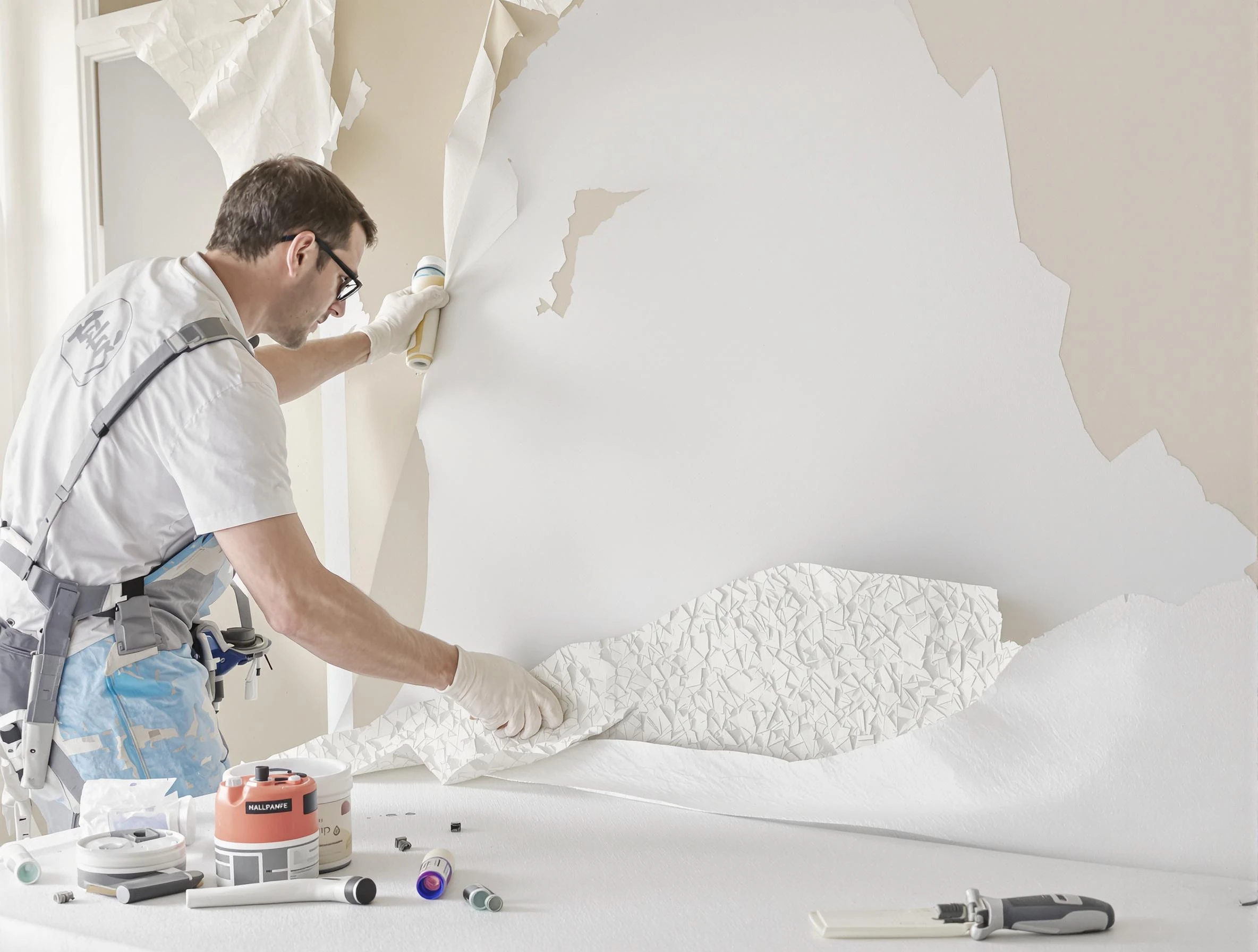 Detailed wallpaper removal and wall prep by Broadview Heights House Painters in Broadview Heights